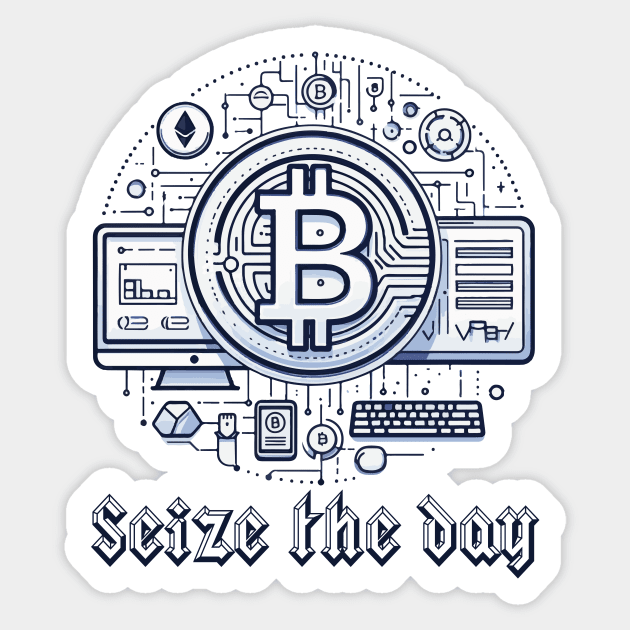 crypto design seizes the day Sticker by marklink